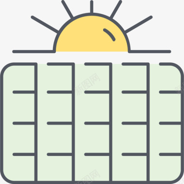 太阳能电池板生态13彩色图标图标