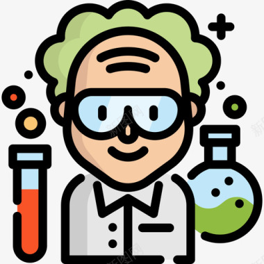化学家化学家职业和工作3线性颜色图标图标