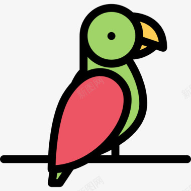 鹦鹉宠物3彩色图标图标