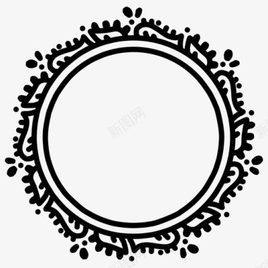 手绘圆圈花环涂鸦花卉图标图标