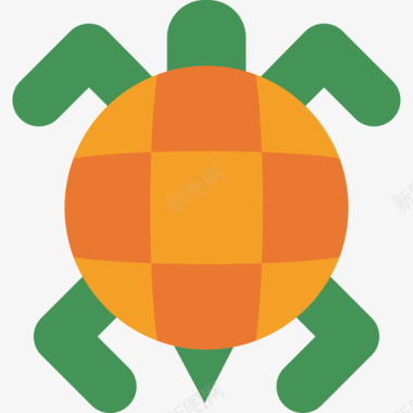 海龟的动物王国海龟动物海洋生物的扁平颜色图标图标