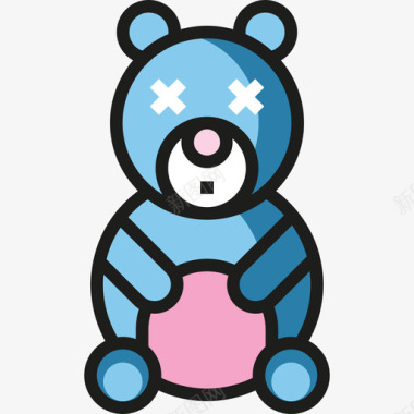 熊婴儿和玩具4线性颜色图标图标
