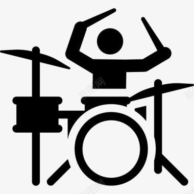 鼓手音乐家人类象形图填充图标图标
