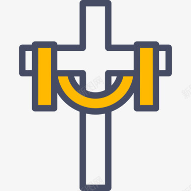 十字架十字架复活节5线形颜色图标图标