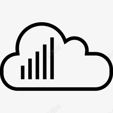 云计算数据和互联网通信细线图标图标