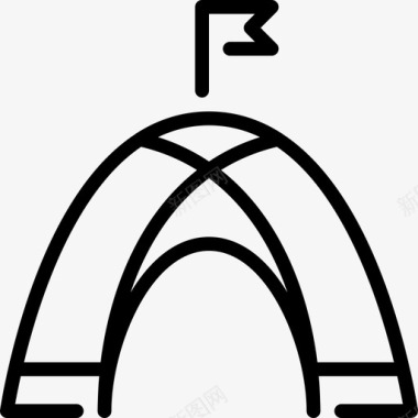 帐篷探险队直线型图标图标