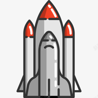 火箭飞船卡通太空图标线性颜色图标
