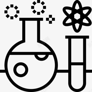 生物生物化学烧瓶线性图标图标