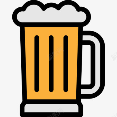 啤酒食品和餐厅大包装颜色线性颜色图标图标