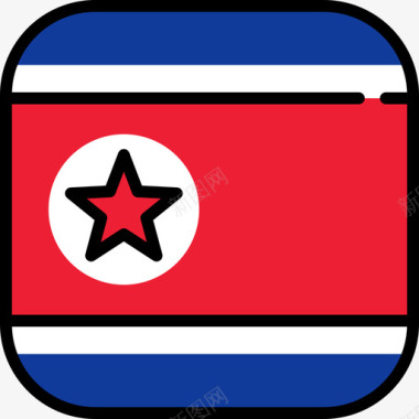 多彩方形朝鲜国旗收藏6圆形方形图标图标