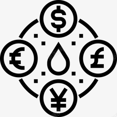 货币石油工业线性图标图标