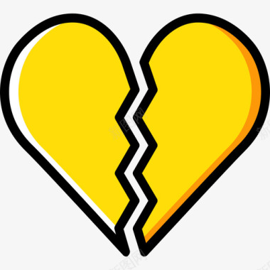 破碎的心浪漫的生活方式3黄色图标图标