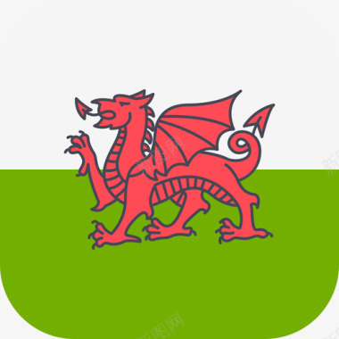 方形威尔士国际国旗3圆形方形图标图标