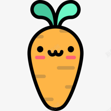 胡萝卜可爱的食物3线性颜色图标图标