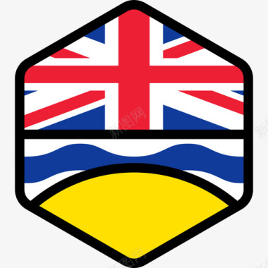 不列颠哥伦比亚省旗帜系列5六边形图标图标