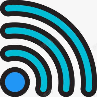 蓝牙通信Wifi通信和媒体7线性颜色图标图标