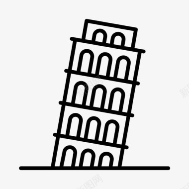 比萨斜塔建筑全球图标图标