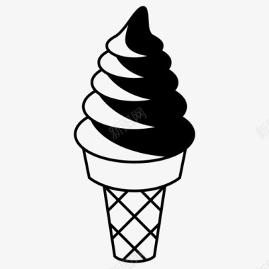 冰淇淋巧克力蛋卷图标图标
