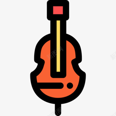 大提琴音乐图标5线条颜色图标