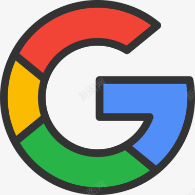 谷歌搜索谷歌3线性颜色图标图标