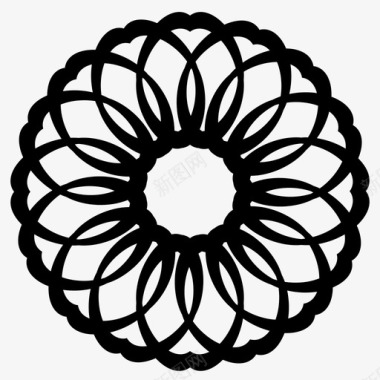 圆形花朵抽象艺术图标图标