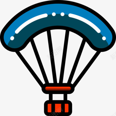 降落伞运动装备3线条颜色图标图标