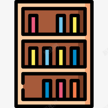 书柜家居用品3线性颜色图标图标