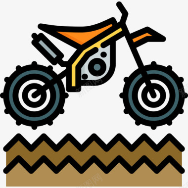 运动会徽摩托车冒险运动7线性颜色图标图标