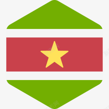 六边形苏里南国际旗帜2六边形图标图标