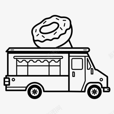 甜甜圈食品拖车甜甜圈快餐图标图标
