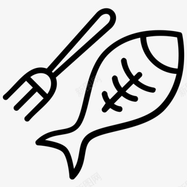鱼盘熟鱼晚餐图标图标