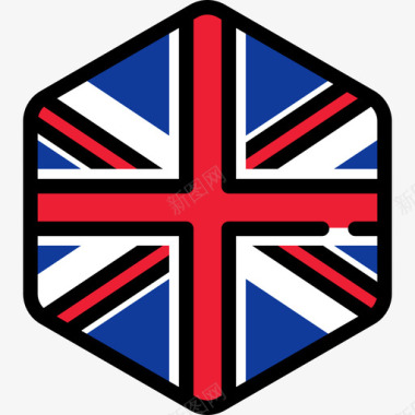 英国旗帜收藏5六边形图标图标