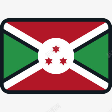 布隆迪国旗收藏4圆角矩形图标图标