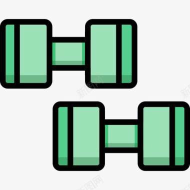 方块7哑铃健身7线性颜色图标图标