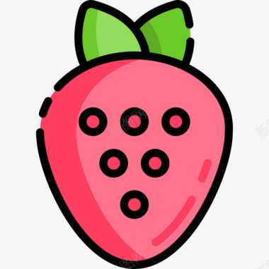 粉色草莓背景草莓春8线形颜色图标图标