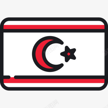 塞浦路斯北部4面圆形矩形旗系列图标图标