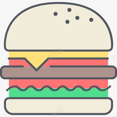 汉堡食物16彩色图标图标