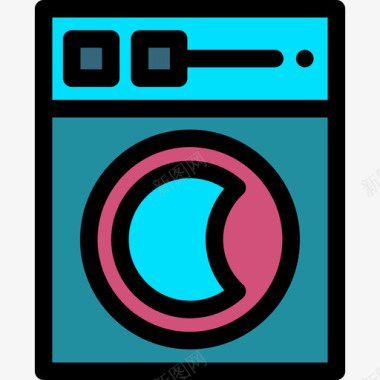 洗衣机洗衣机酒店2线性颜色图标图标