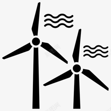 风车风车旋风风能图标图标