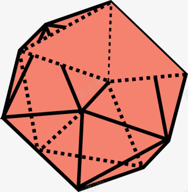 冰晶体二十面体三维三维对象图标图标