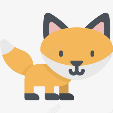 狐狸卡瓦伊动物2扁平图标图标