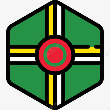 六边形图案多米尼加国旗系列5六边形图标图标