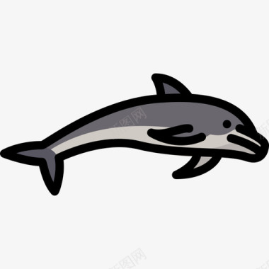 海豚海豚动物25线性颜色图标图标