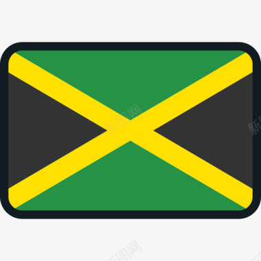 4K图标牙买加国旗系列4圆形矩形图标图标