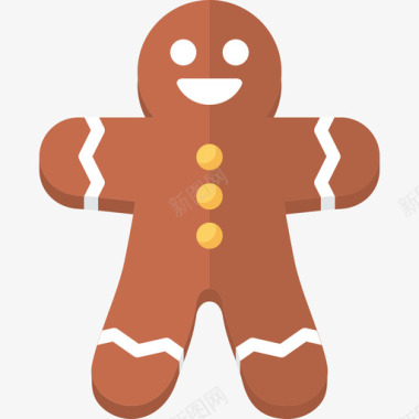 姜饼人圣诞节公寓图标图标