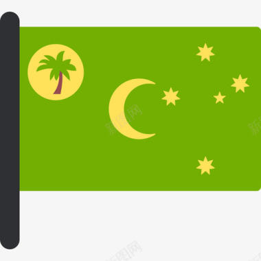 科科斯岛国际国旗5桅杆图标图标