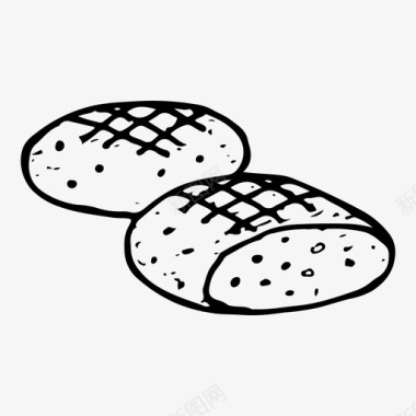 面包涂鸦食物图标图标