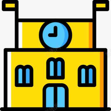 办公楼的标志学校教育6黄色图标图标