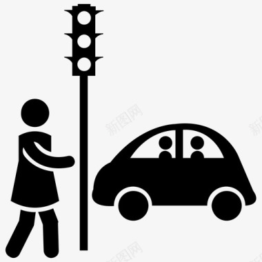 十字路口信号交通信号女士过街图标图标