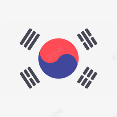 韩国国际国旗6圆形矩形图标图标